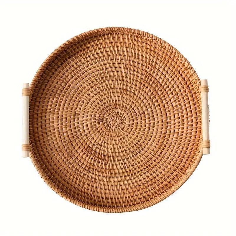 Natural Fiber Rattan Serving Tray