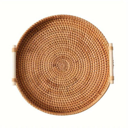 Natural Fiber Rattan Serving Tray