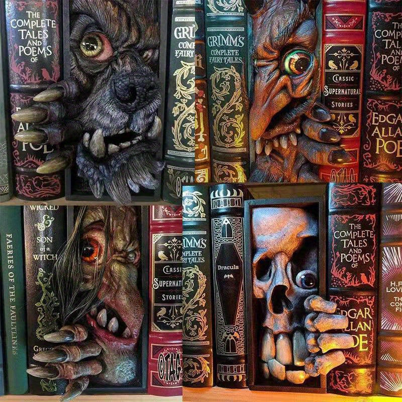 Dark Fantasy - Gothic Monster Bookend in Black Grey