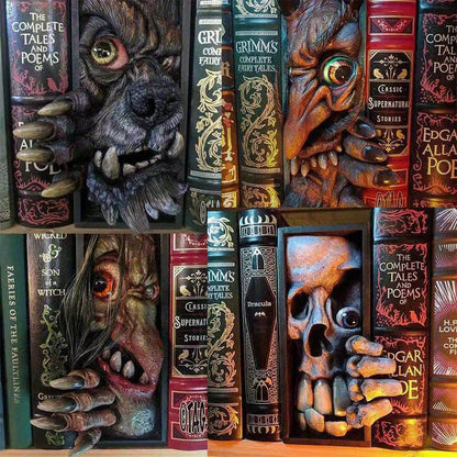 Dark Fantasy - Gothic Monster Bookend in Black Grey