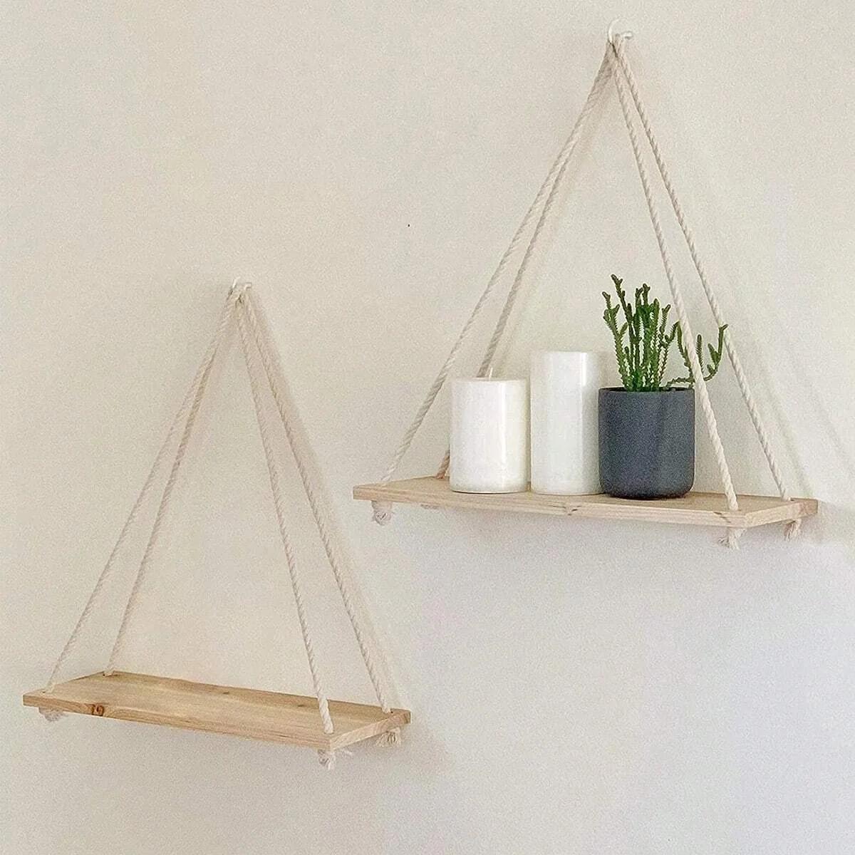 Stylish Wall Shelf with Adjustable Hanging Rope - Fesara