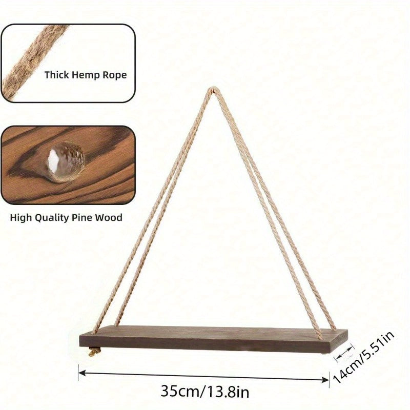 Stylish Wall Shelf with Adjustable Hanging Rope