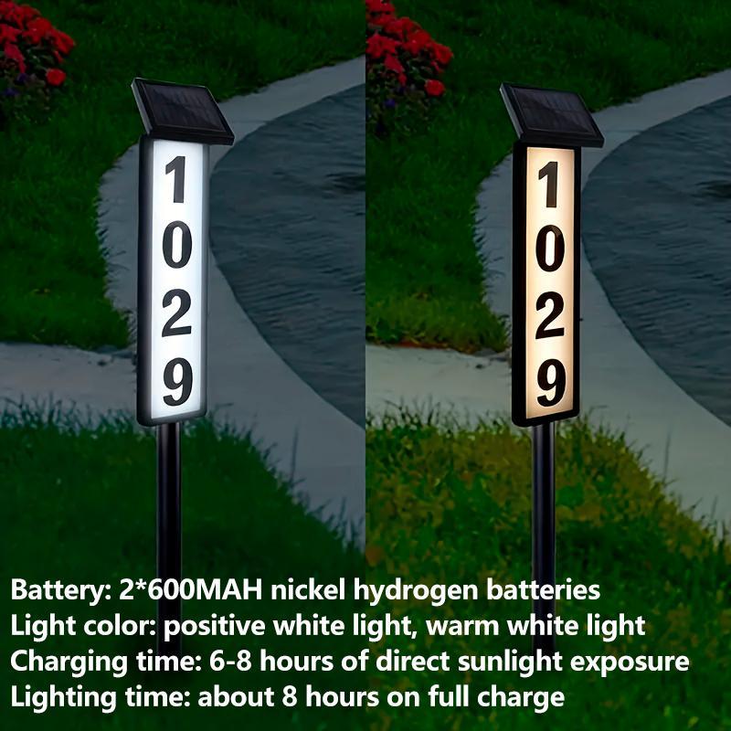 Outdoor Solar Address Sign with Double LED Lights