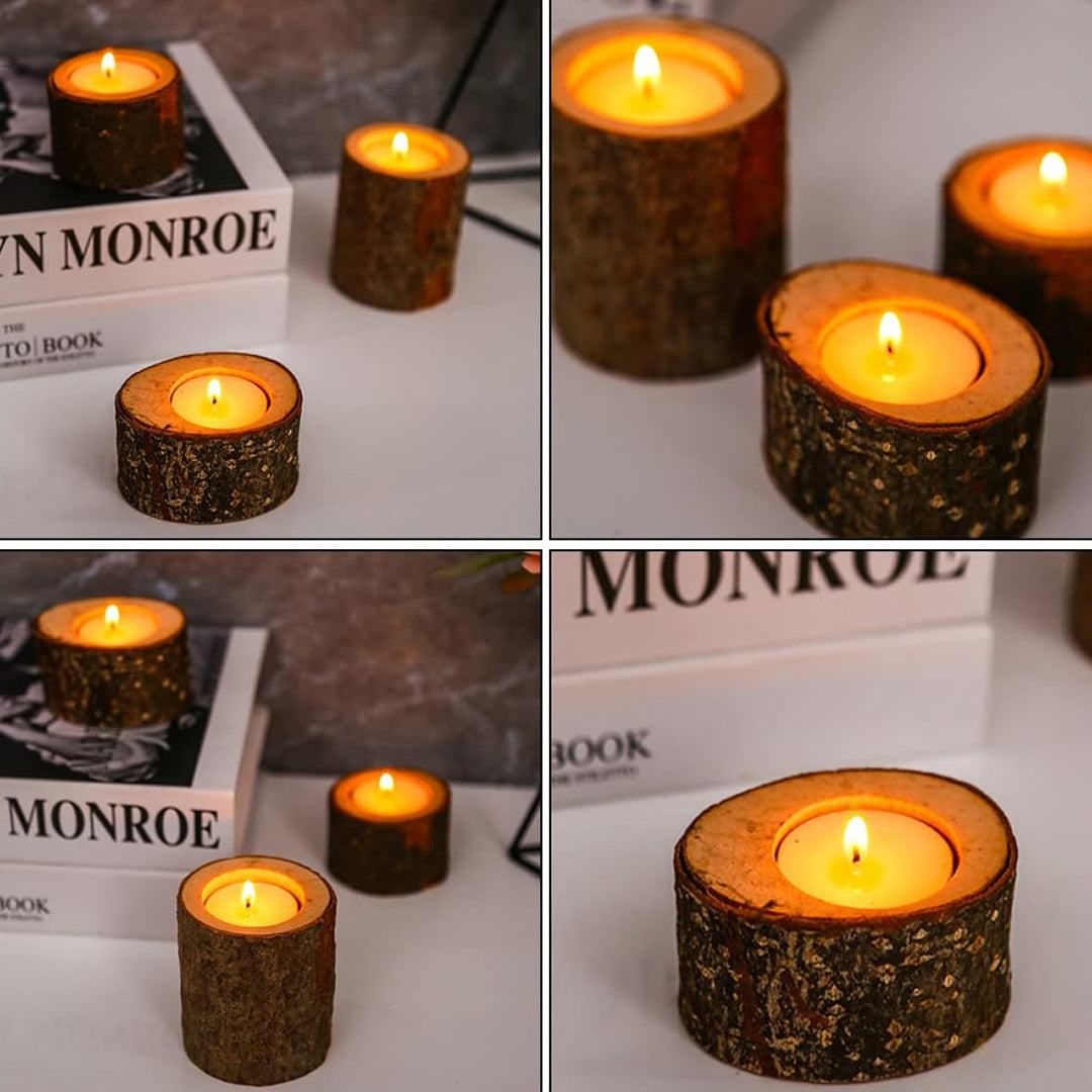 Warm Wood Candle Holders for Home Decor