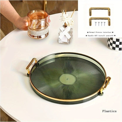 Elegant Gold Serving Platter with Luxury Handles