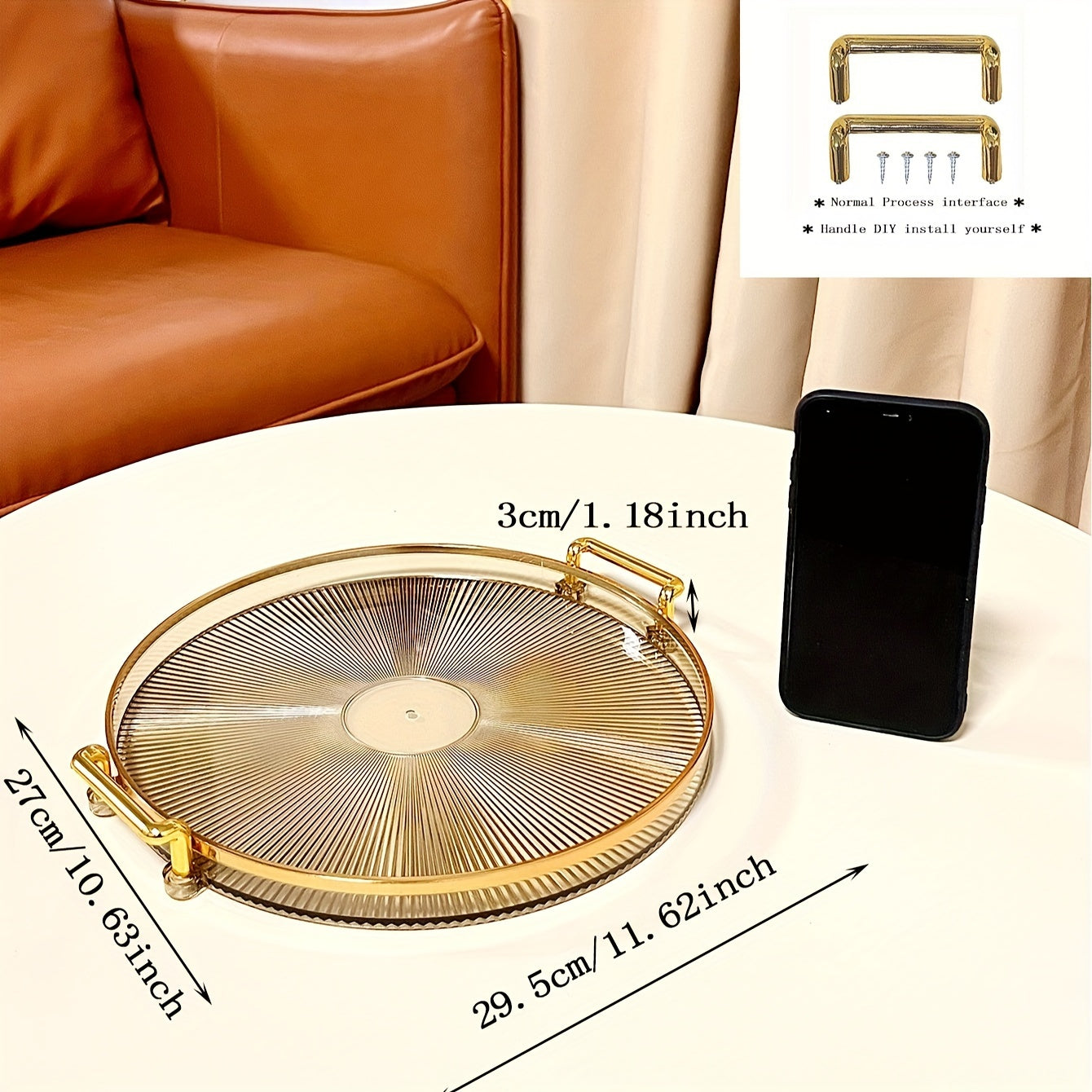 Elegant Gold Serving Platter with Luxury Handles
