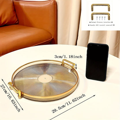 Elegant Gold Serving Platter with Luxury Handles