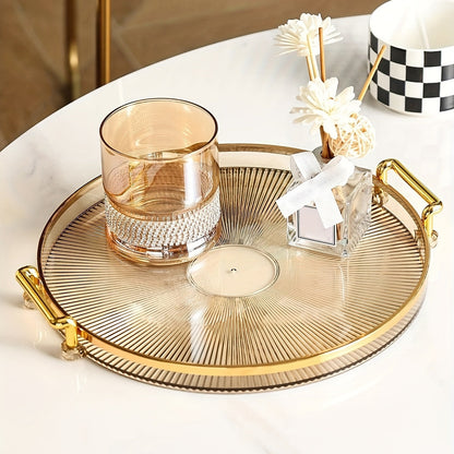 Elegant Gold Serving Platter with Luxury Handles