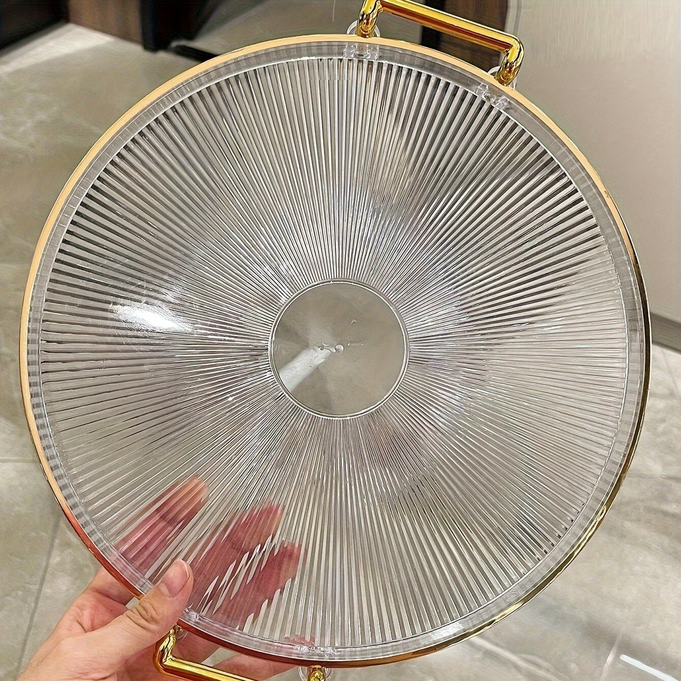 Elegant Gold Serving Platter with Luxury Handles