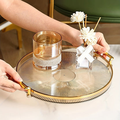 Elegant Gold Serving Platter with Luxury Handles