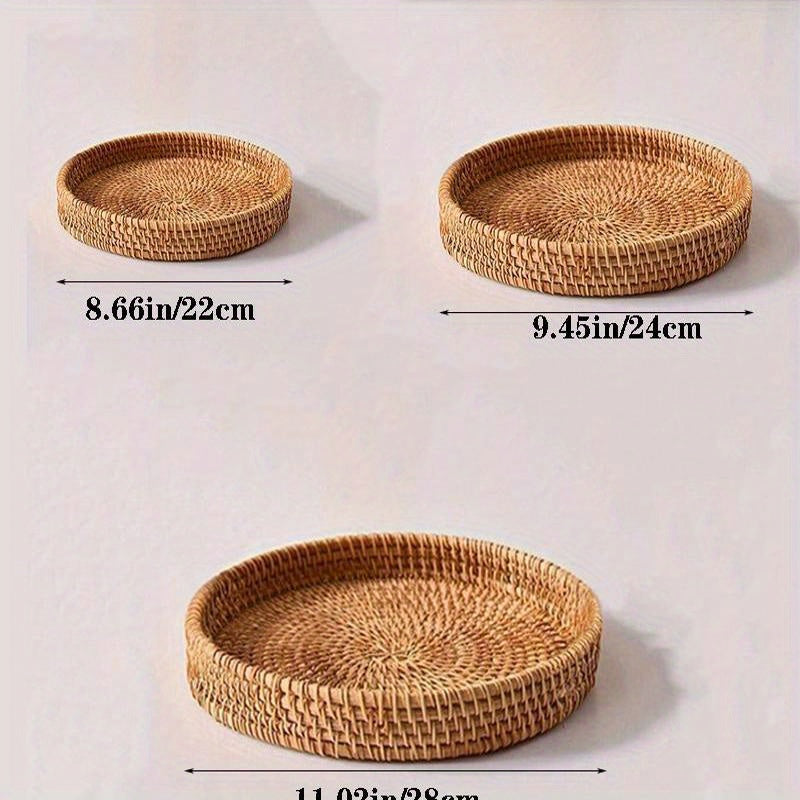 Natural Woven Rattan Serving Bowl