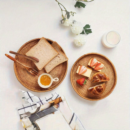 Natural Woven Rattan Serving Bowl