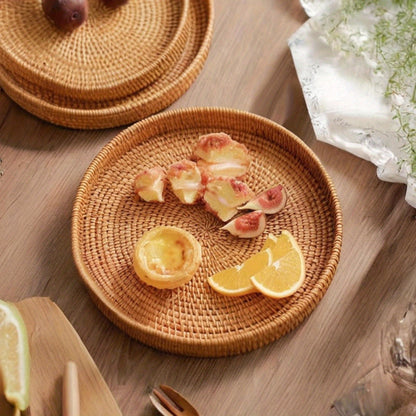 Natural Woven Rattan Serving Bowl