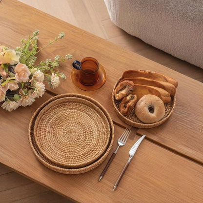 Natural Woven Rattan Serving Bowl - Fesara