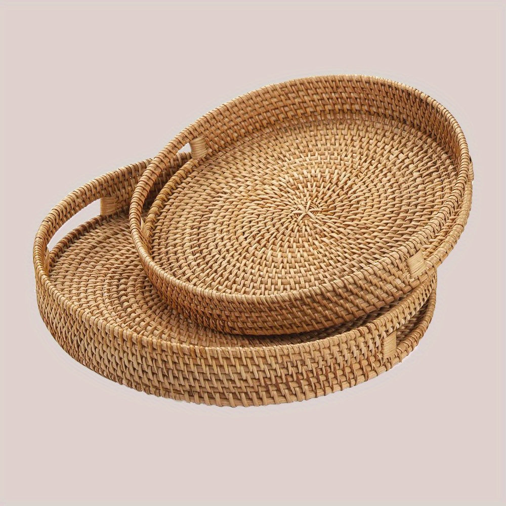 Natural Woven Rattan Serving Tray - Fesara