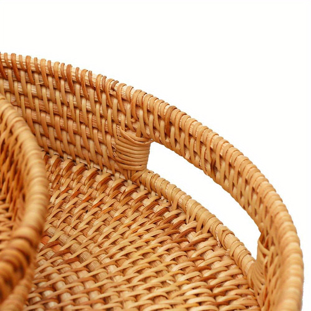 Natural Woven Rattan Serving Tray