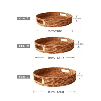 Natural Woven Rattan Serving Tray