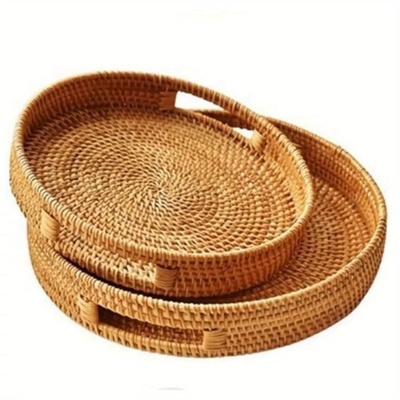 Natural Woven Rattan Serving Tray