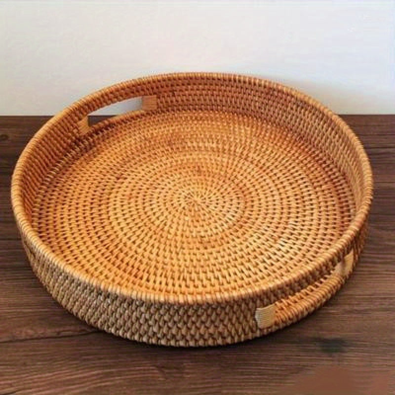 Natural Woven Rattan Serving Tray