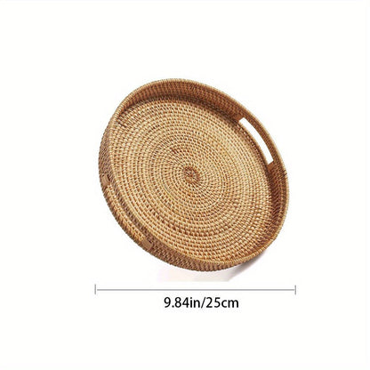 Natural Woven Rattan Serving Tray