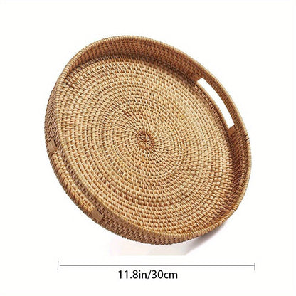 Natural Woven Rattan Serving Tray