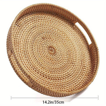 Natural Woven Rattan Serving Tray