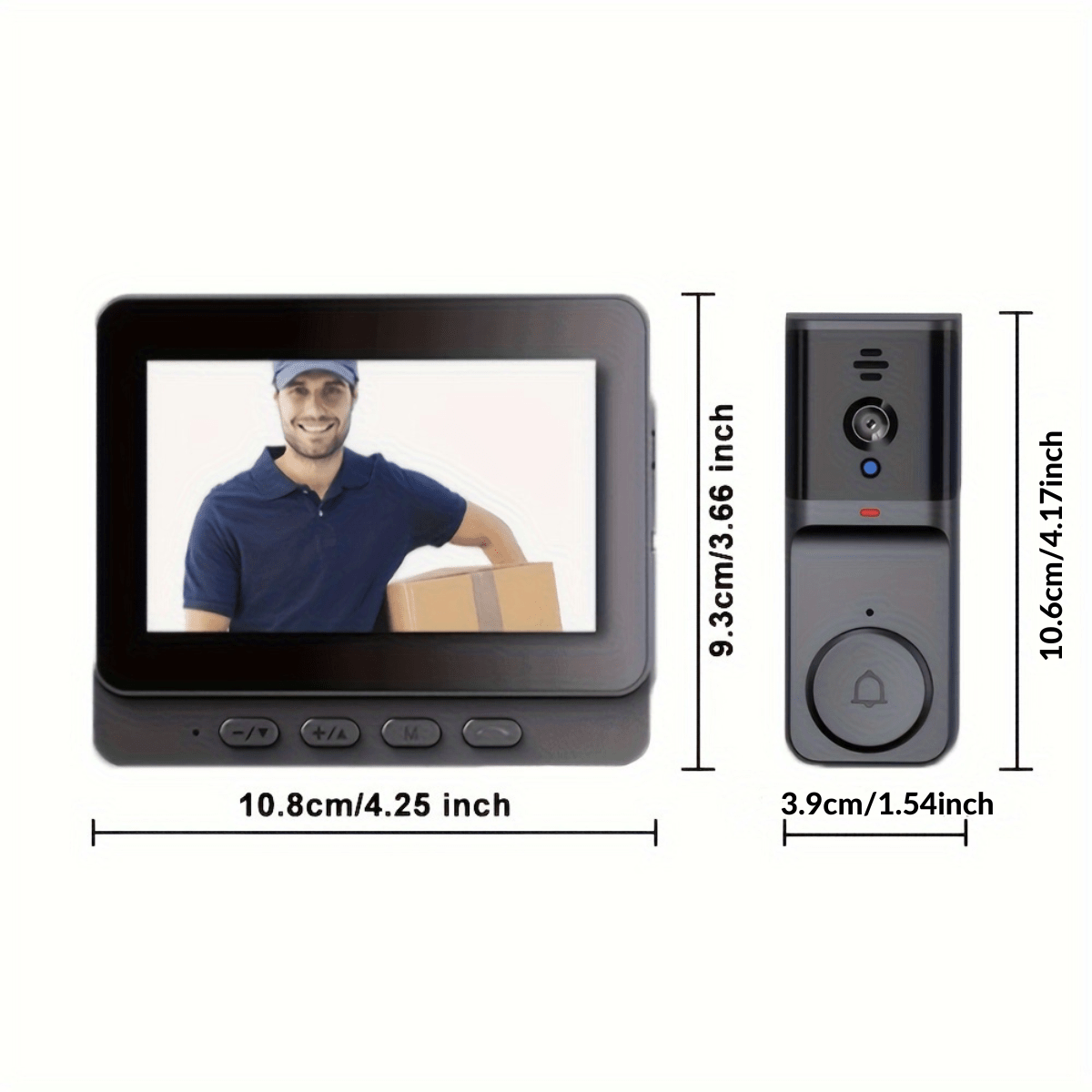 Wireless Video Doorbell with 4.3 Screen and Long Battery Life