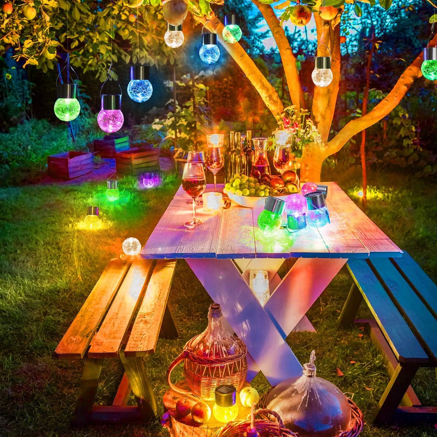 Colorful Cracked Glass Solar Pendant Light