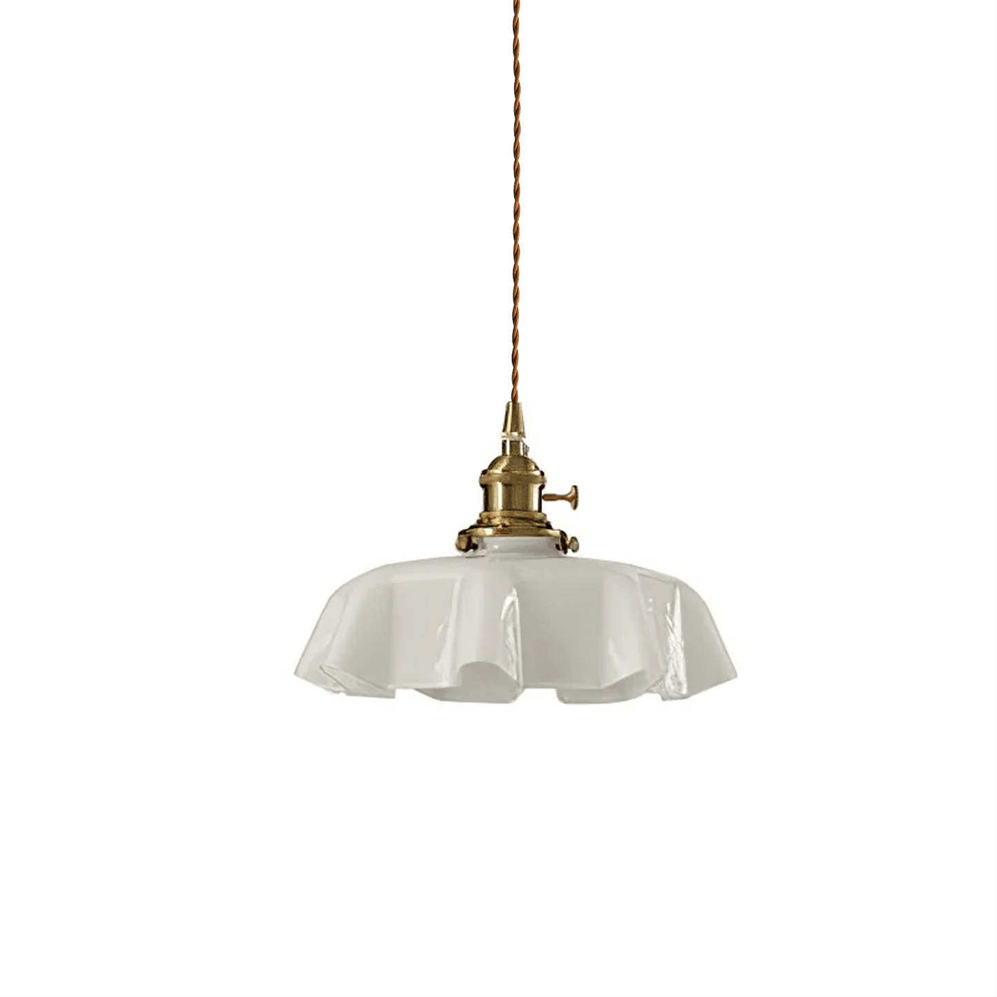 Elegant Ruffled Glass Metal Pendant Lamp
