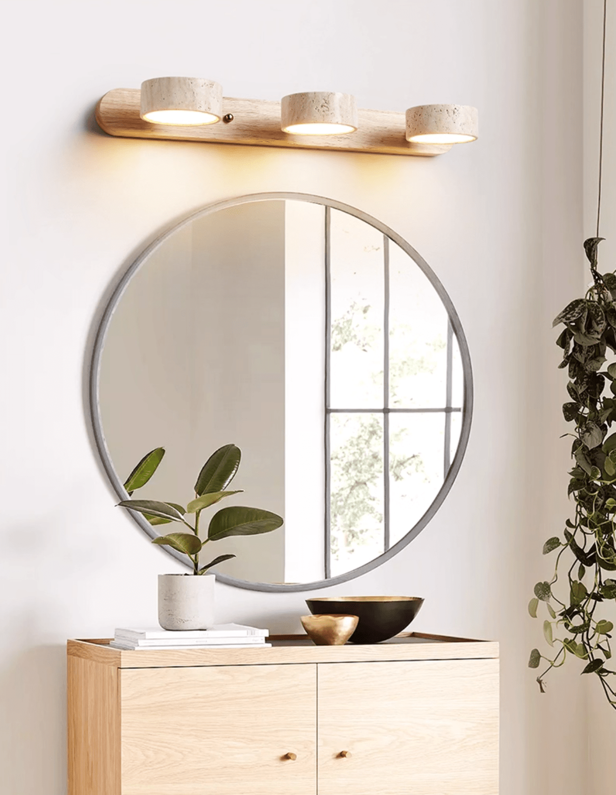 Contemporary Stone Round LED Wall Light Fixture