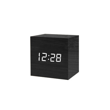Smart LED Wooden Digital Alarm Clock with Sound Control