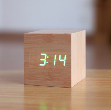 Smart LED Wooden Digital Alarm Clock with Sound Control