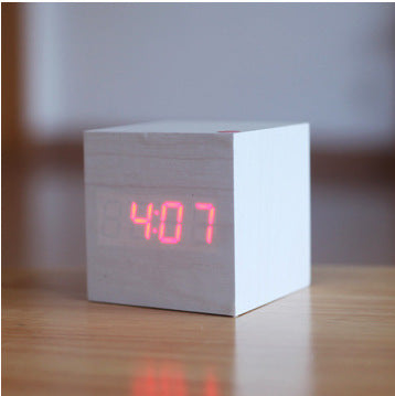 Smart LED Wooden Digital Alarm Clock with Sound Control