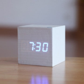 Smart LED Wooden Digital Alarm Clock with Sound Control