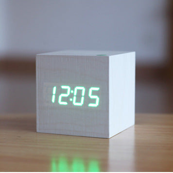 Smart LED Wooden Digital Alarm Clock with Sound Control