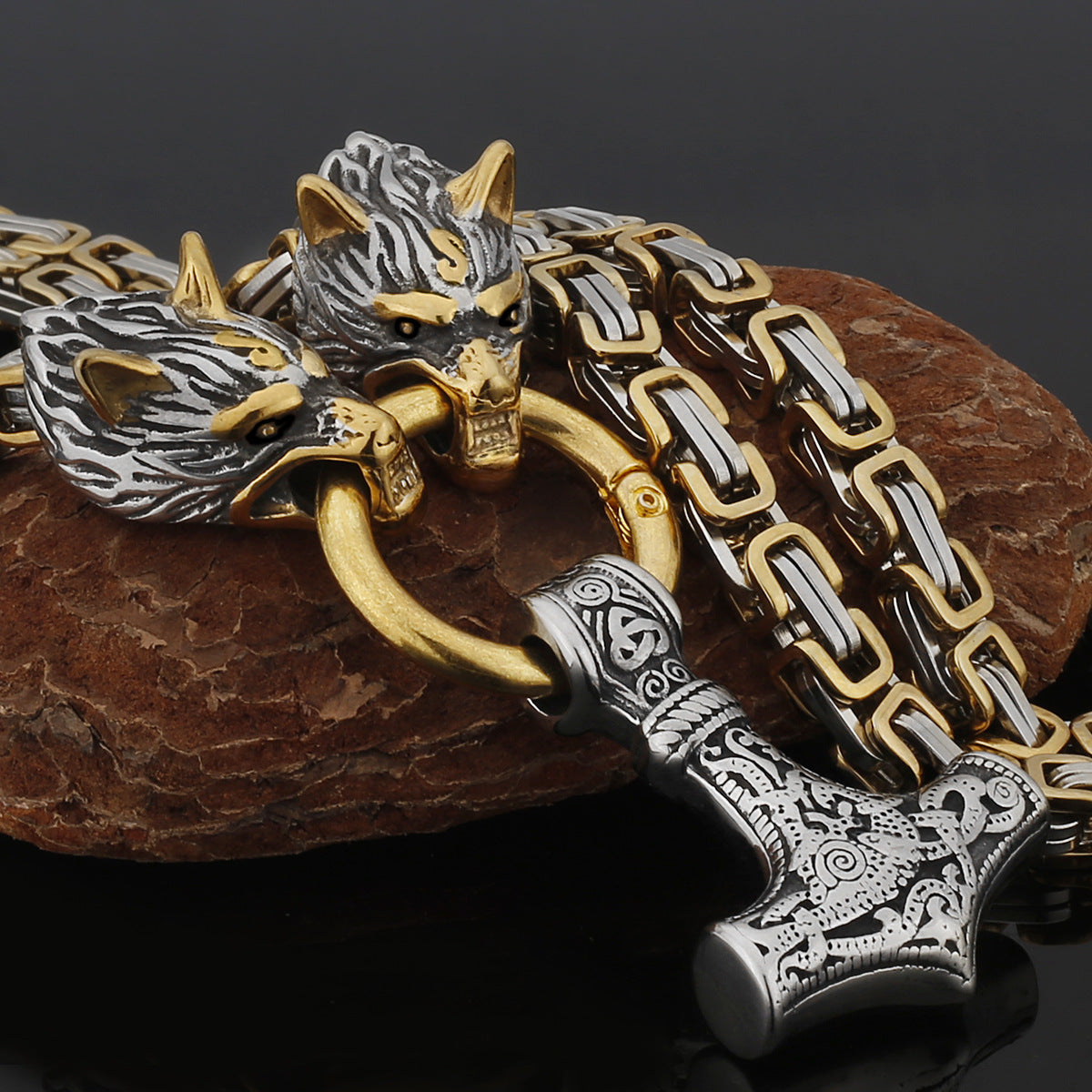 Strong Silver Viking Warrior Pendant Necklace