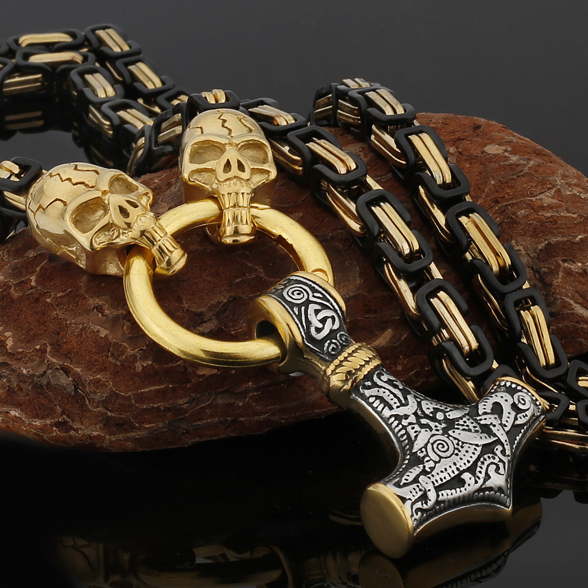 Strong Silver Viking Warrior Pendant Necklace