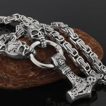 Strong Silver Viking Warrior Pendant Necklace