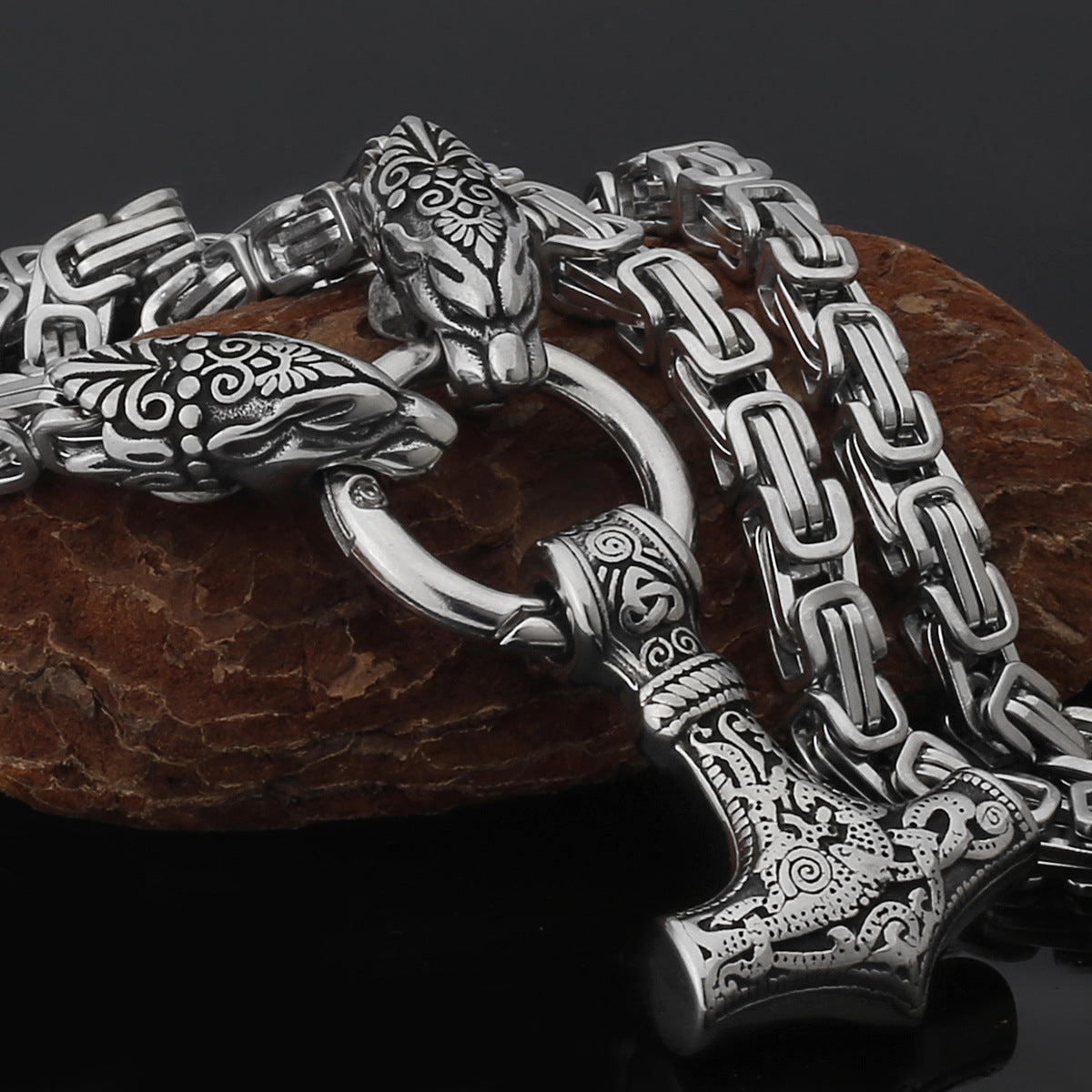 Strong Silver Viking Warrior Pendant Necklace
