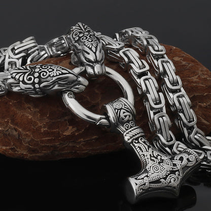Strong Silver Viking Warrior Pendant Necklace