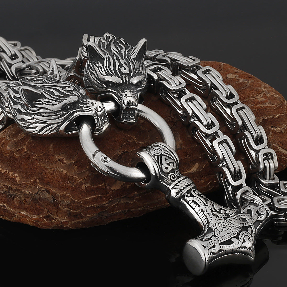 Strong Silver Viking Warrior Pendant Necklace