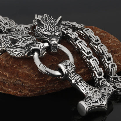 Strong Silver Viking Warrior Pendant Necklace