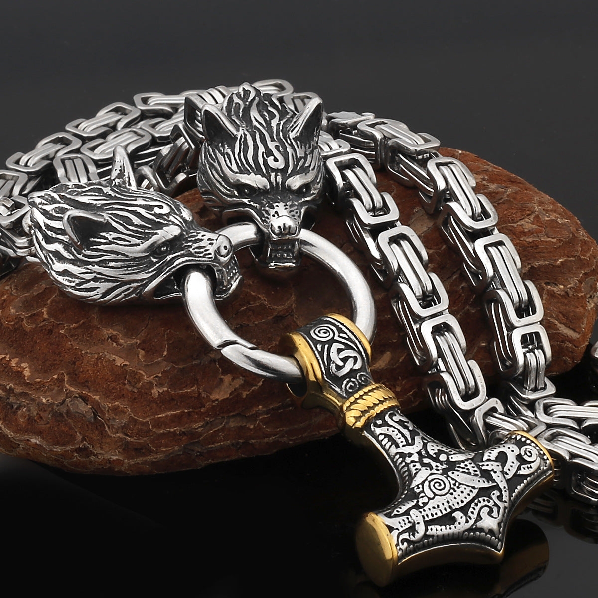 Strong Silver Viking Warrior Pendant Necklace