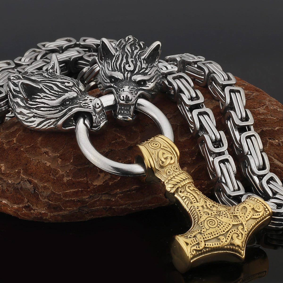 Strong Silver Viking Warrior Pendant Necklace