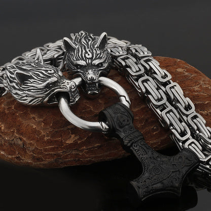 Strong Silver Viking Warrior Pendant Necklace