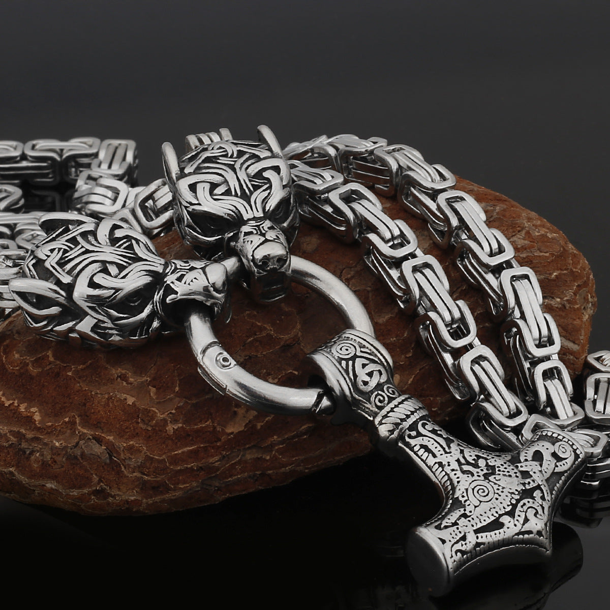 Strong Silver Viking Warrior Pendant Necklace