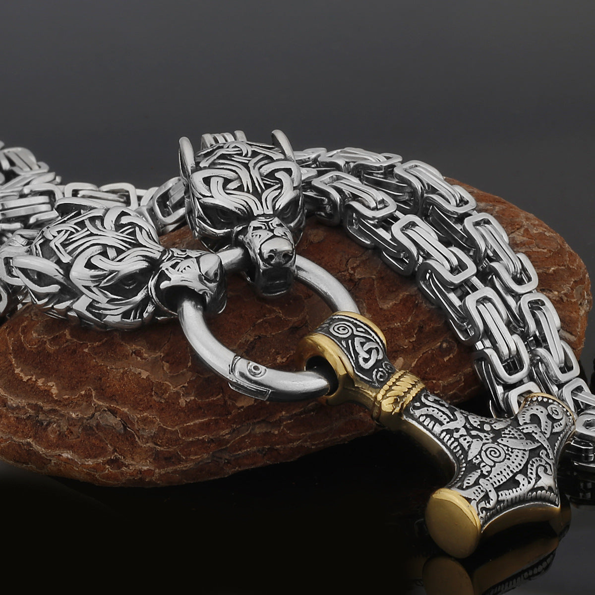 Strong Silver Viking Warrior Pendant Necklace