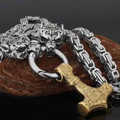 Strong Silver Viking Warrior Pendant Necklace