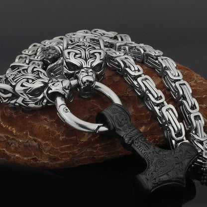 Strong Silver Viking Warrior Pendant Necklace