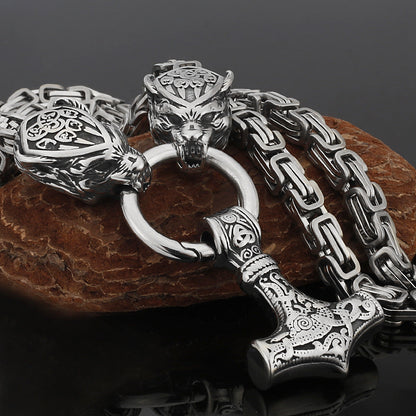 Strong Silver Viking Warrior Pendant Necklace